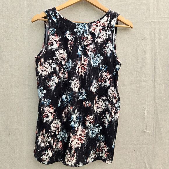 Classiques Entier Sleeveless Silk Top Colorful Abstract Classic Chic Luxe Size S - Picture 3 of 8